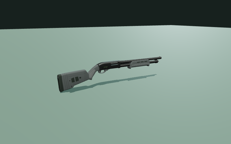 Modelo procedimental de Remington 870 Tactical Magpul en el estudio 3D